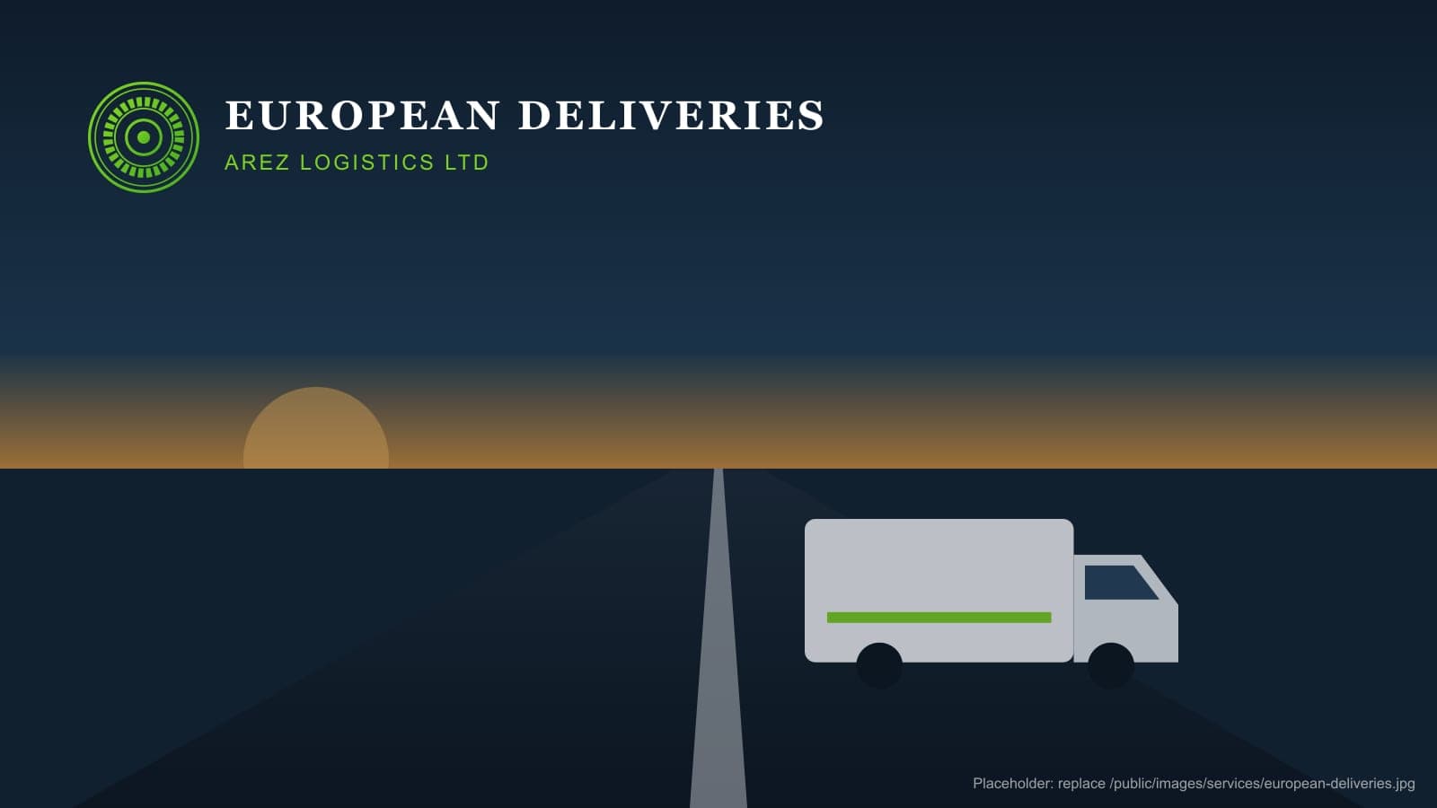 Van on a road heading towards a ferry port